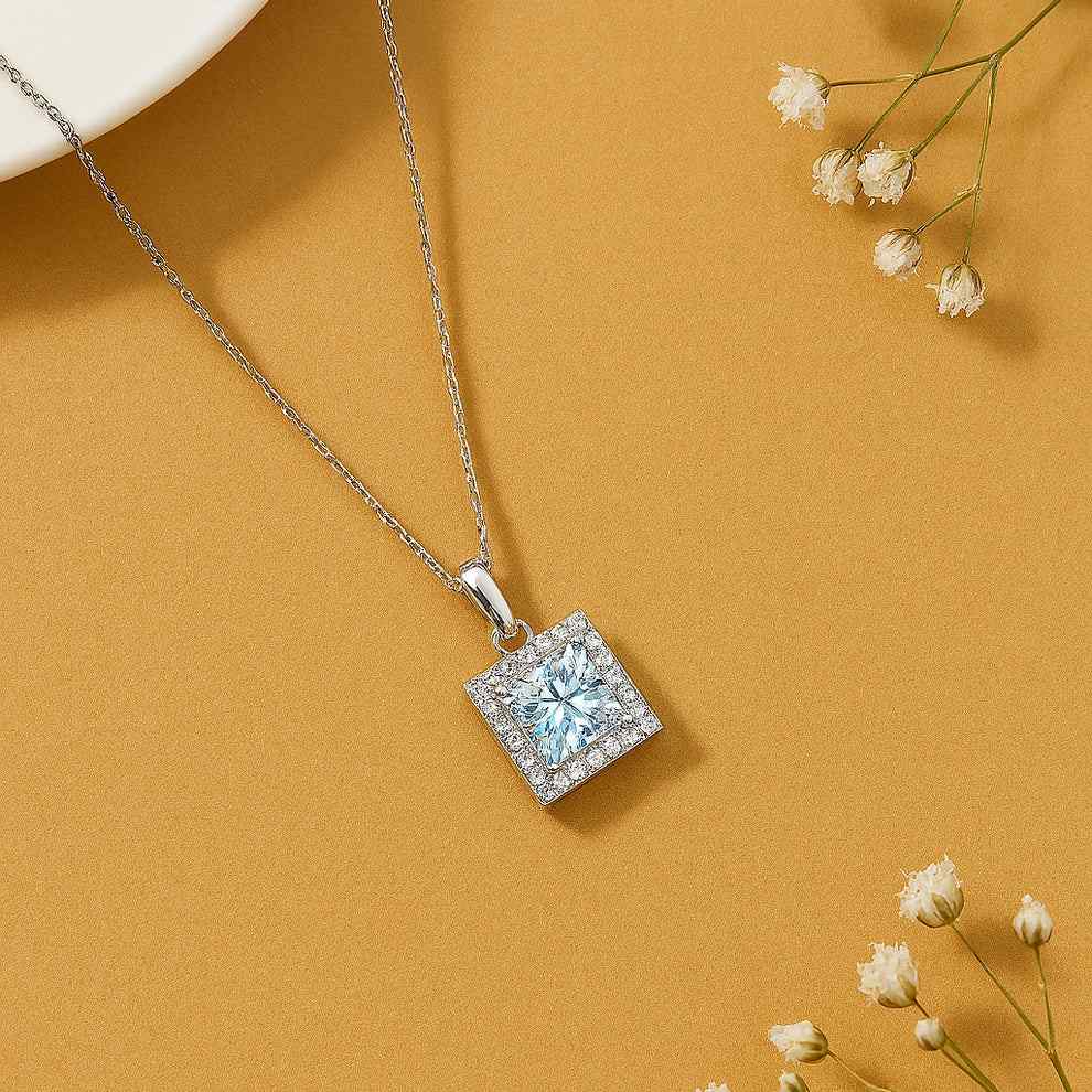 Princess Cut Sparkle Silver Pendant