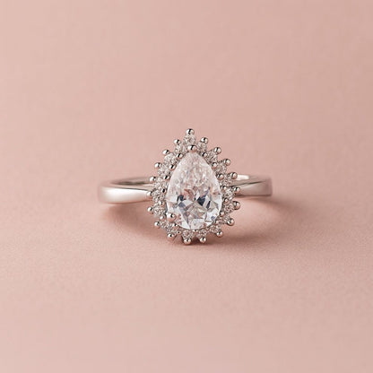 silver white stone promise ring for perfect date for women