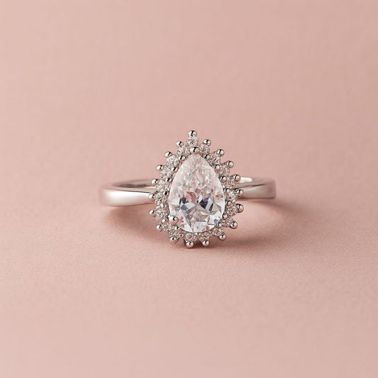 silver white stone promise ring for perfect date for women