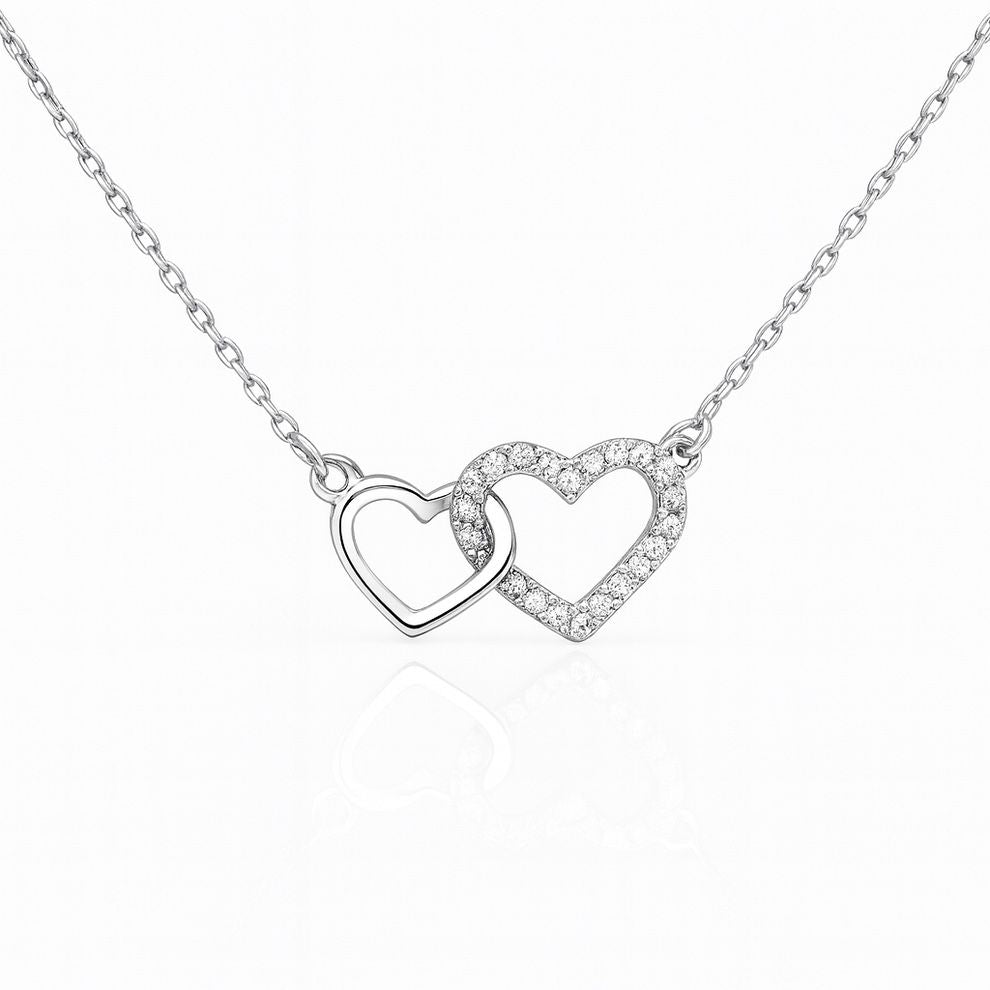 Interlocking Hearts Silver Pendant - romantic minimal necklace