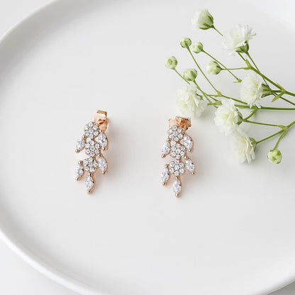 Rose-gold CZ necklace and earring set for women,