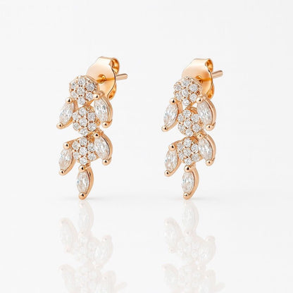 Rose-gold CZ necklace and earring set for women,