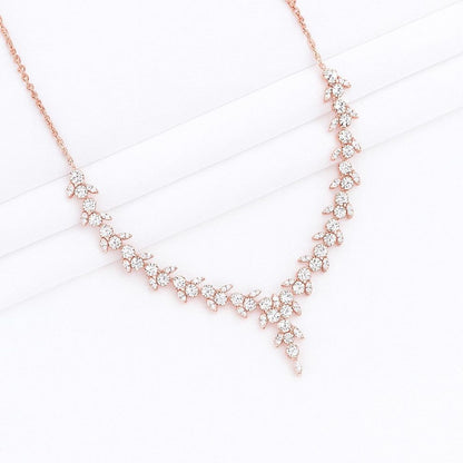 Rose-gold CZ necklace and earring set for women,