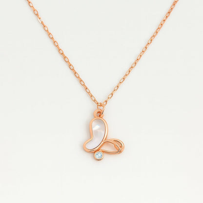 Rose Gold Butterfly Pendant with Mother of Pearl