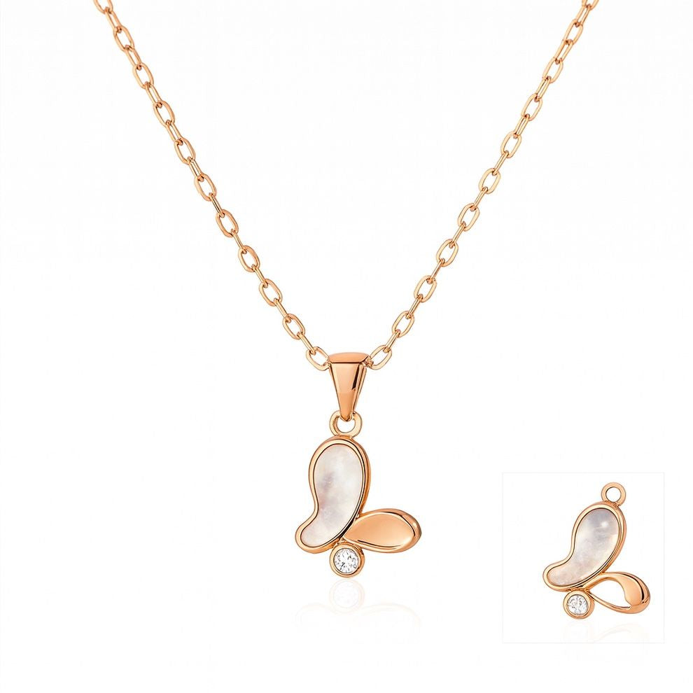 Rose Gold Butterfly Pendant with Mother of Pearl