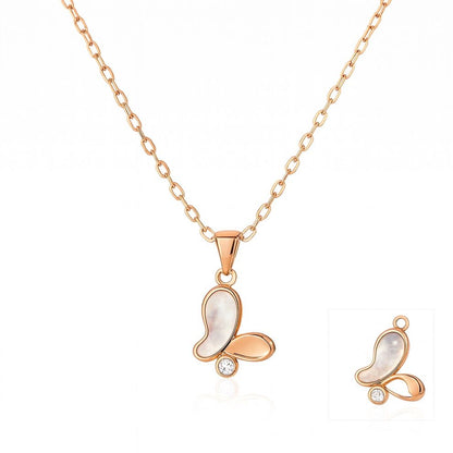 Rose Gold Butterfly Pendant with Mother of Pearl