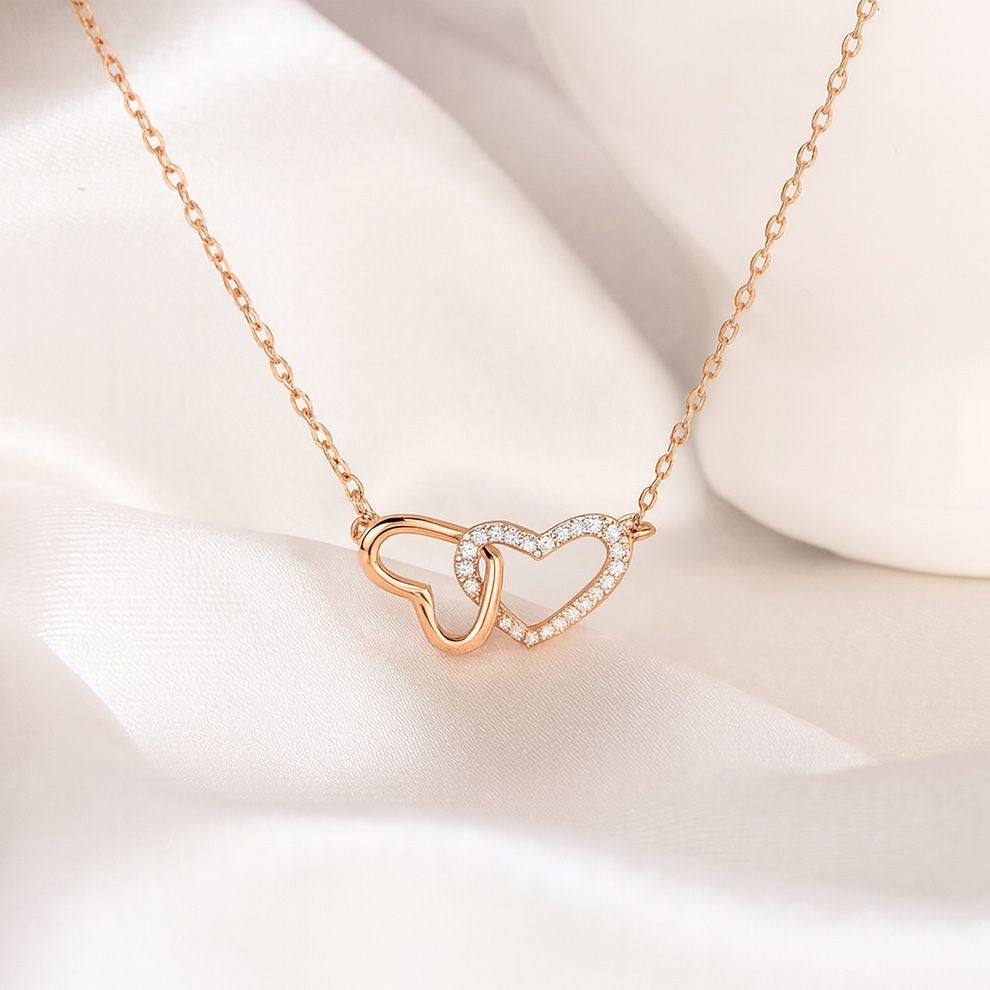 Rose Gold Interlocking Hearts Pendant