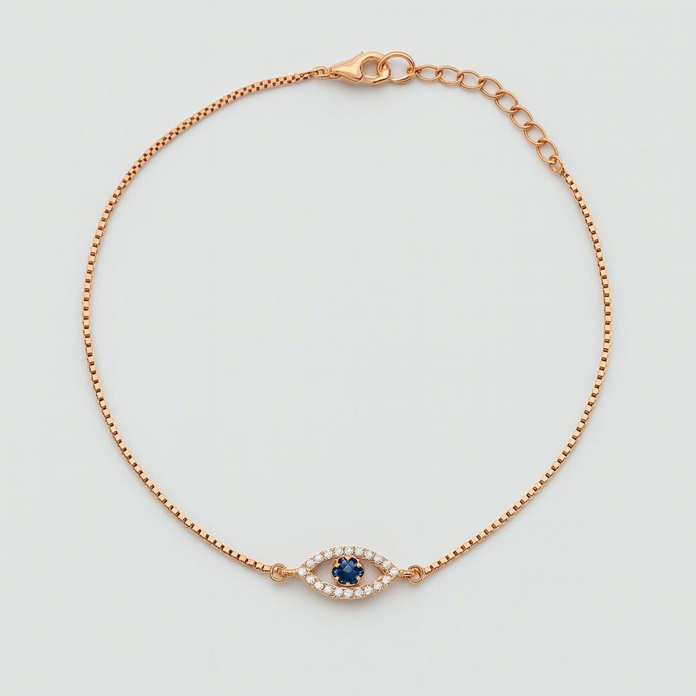 Rose Gold Silver Evil Eye Anklet