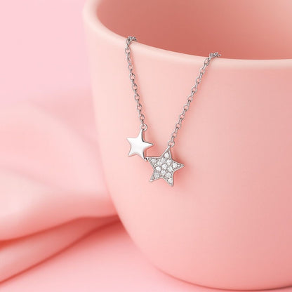 Sterling Silver Twin Star Pendant Necklace