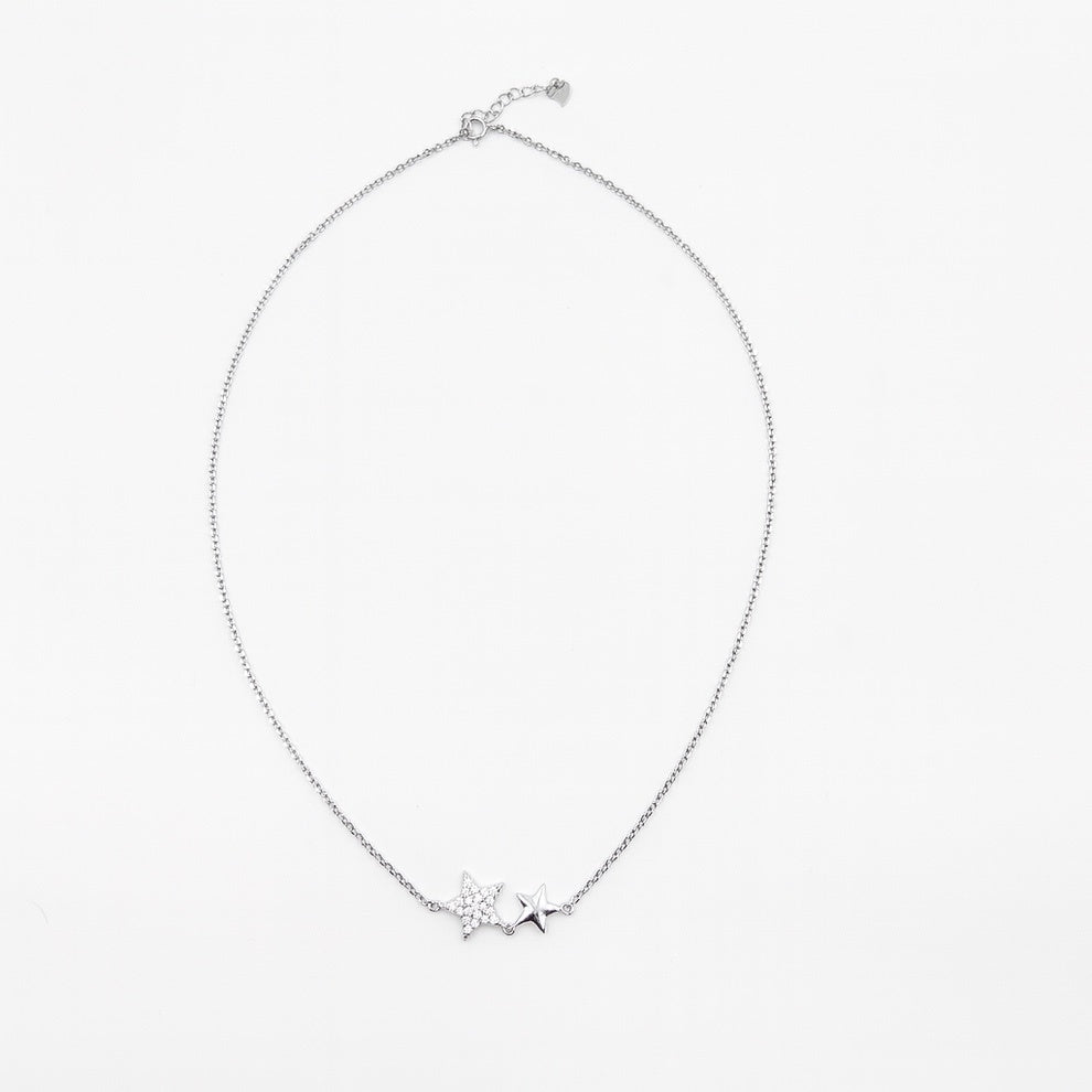 Sterling Silver Twin Star Pendant Necklace