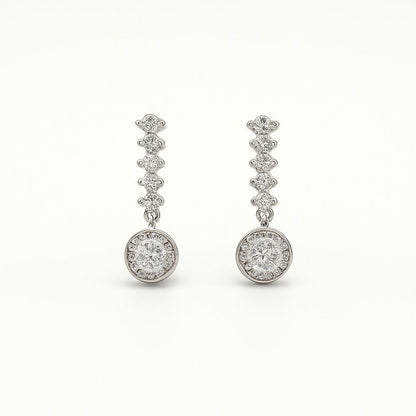 Pair of silver earrings on a white background