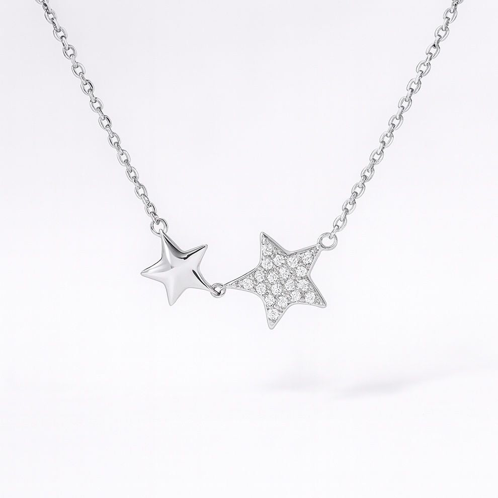 Sterling Silver Twin Star Pendant Necklace
