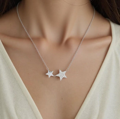 Sterling Silver Twin Star Pendant Necklace