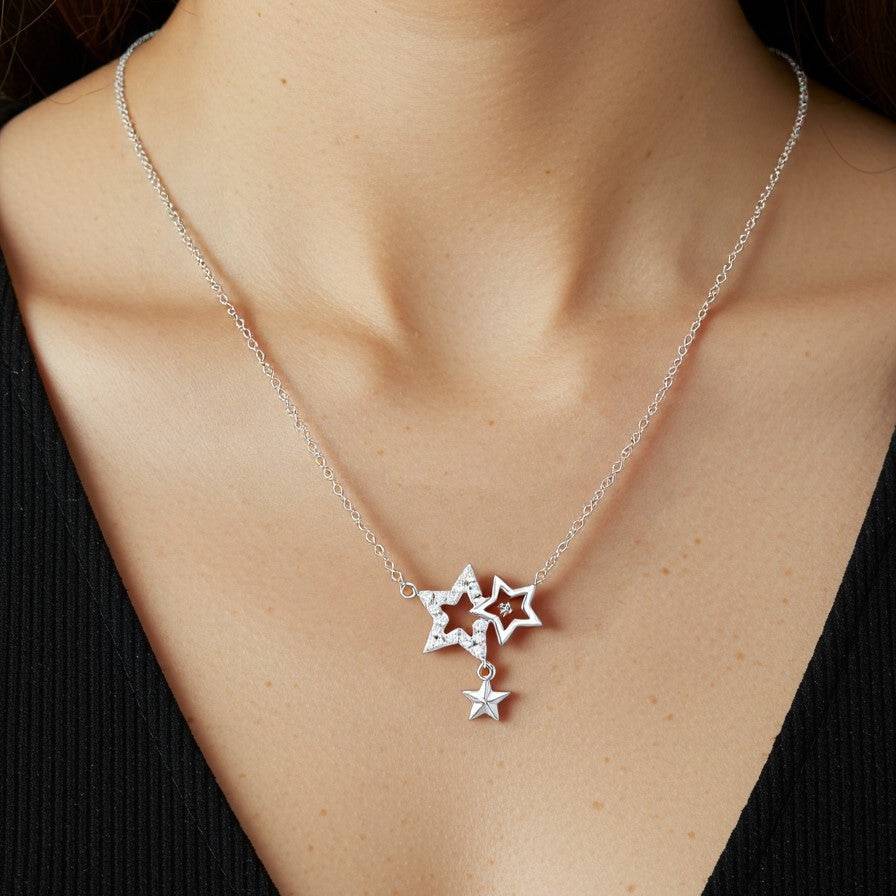 Triple Star Silver Pendant