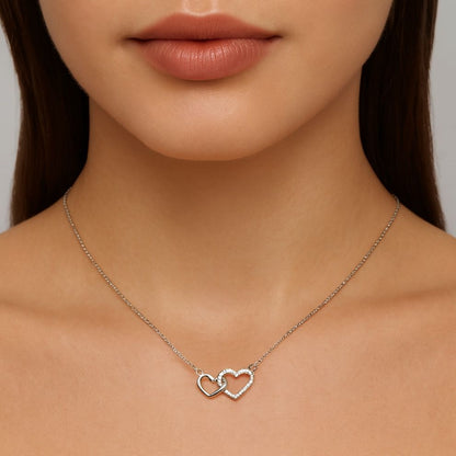 Interlocking Hearts Silver Pendant - romantic minimal necklace